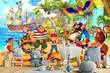 ARTASTIC Fototapete Kinderzimmer Bunte Piraten – 336 x 238 cm – Wandbild Wallpaper...