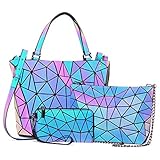 LOVEVOOK Handtasche Set Damen, Geometrische Holographic Taschen, 3pcs...