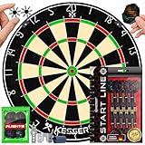 KESSER® Dartscheibe Kork mit 9 Dartpfeile Professional Dartboard + 21 Pro Flights +...