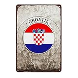 Retro-Kroatien-Schild, patriotische Landflagge, Metall-Wandkunst, Dekoration,...