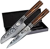 Wolfblood Damastmesser-Set 2er (24cm) Profi-Damast-Küchenmesser Set aus 67...