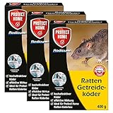 Protect Home Rodicum Ratten Getreideköder 3X 400 g - Zuverlässige Wirkung...