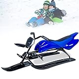 ZZAMG Blauer Snow Racer Schlitten, Winter-Rennrodel mit Bremsen und Lenkrad,...