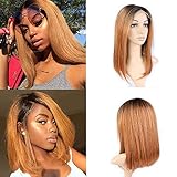 BLISSHAIR Ombre Short Bob Lace Front Perücke, Kurzer Bob Wigs 4x4 Lace Closure Human Hair...