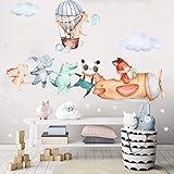 TOARTI Flugzeug Tier Wandtattoo,Lichtfarbe Babyzimmer Wandsticker,Wandaufkleber...