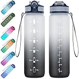 NAVTUE Sport Trinkflasche 1L mit Strohhalm Tritan BPA-frei, Wasserflasche mit...