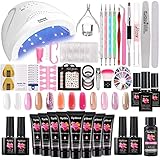 Gelnägel Set mit 48W Lampe, TopDirect 8 Farben Nagelverlängerung Kit Nagelstudio + 4...