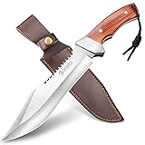 NedFoss JUNGLE-KING Jagdmesser, 33cm Messer Outdoor feststehend mit Holzgriff, Full Tang...