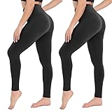 CAMPSNAIL 2er Pack Leggings Damen Schwarz- High Waist Sportleggins Blickdicht...