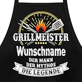 Shirtoo Grillschürze mit Spruch personalisierbar - Grillmeister [Wunschname] der Mann,...