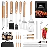 BBQ Grillbesteck Tool Set, 25-teiliges Grill Zubehör Geschenk für Herren Geburtstag mit...