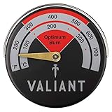 Valiant Magnetischer Kaminofen und Ofenthermometer, Rot, 63mm