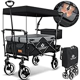 KESSER® Bollerwagen Faltbar GTS-9100 mit Dach Handwagen Transportwagen klappbar inkl. 2x...