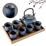 DUJUST japanische Teekanne Porzellan Set, einzigartiges chinesisches Teeservice Set mit 1...