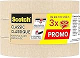 Scotch Kreppband Classic Beige, 24 mm x 50 m (3 Rollen) - Hochwertiges...