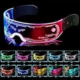 Kimimara Cyberpunk LED Brille - Party Leuchtbrille Leuchtende Visor Glasses -...