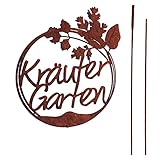 UNUS Garden Gartenschild Kräutergarten, Gartendeko Rostoptik, Gartenstecker aus Edelrost,...