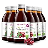 BIO Cranberrysaft 6er Pack (6x250ml) - BIO purer Cranberry-Direktsaft - 100% Kaltgepresst...