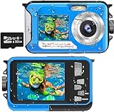 Unterwasserkamera Full HD 2.7K 48MP 10FT Kamera Wasserdicht Dual Screen 16X Digital Zoom...