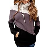 GSTARI Damen Warm Rollkragen Kapuzenpullover Ladies Gestreifte Farbblock Pullover Loose...