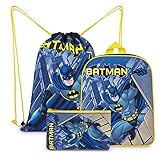 DC Comics Batman Rucksack Kinder Set 3-teilig mit Kindergartenrucksack Jungen, Turnbeutel...