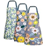 Heyu-Lotus 3 Stück Blumenschürzen mit Tasche, blühende Damenschürzen,...