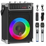 JYX Karaoke-Maschine mit 2 UHF-Funkmikrofonen, Bluetooth-Lautsprecher mit...