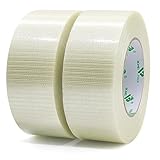 BOMEI PACK 2 Rollen 50mmx50m Filament-Klebeband, Transparent extra starkes...