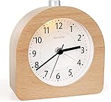 Wecker Analog Holz mit Snooze Wecker Batteriebetriebe Tischuhr mit Nachtlicht für...