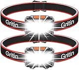 Gritin Stirnlampe LED, [2 Stück] LED Stirnlampe Kopflampe Superhell mit 3 Modi, IPX5...