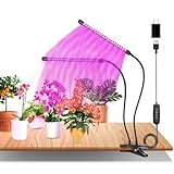 Pflanzenlampe LED Vollspektrum, 2 Köpfe 60 LEDs Grow Lampe mit Zeitschaltuhr 3/6/12 Std,...