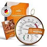 ALPENHAUCH Sauna Thermometer Hygrometer Holz [2in1 Funktion] - Besonders präzises...