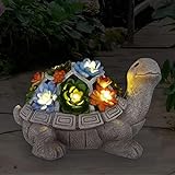 Yeomoo Solar Gartenfiguren Schildkröte Gartendeko für Draußen, mit Sukkulenten und 7...