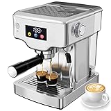 Homtone Espresso Siebträgermaschine 20 Bar, Edelstahl Halbautomatische Espressomaschine...