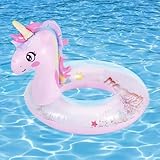 MoKo Aufblasbarer Schwimmring, Glitzer Pailletten Einhorn Cartoon PVC...