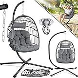 KESSER® Hängesessel Jungle mit Gestell Stahl Hängekorb Sessel Großen Kissen + Decken...