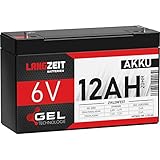 LANGZEIT 6V Akku 12Ah Gel Profi Blei-Akku für Kinderauto Elektroauto extrem...