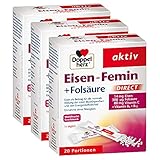 Doppelherz Eisen-Femin Direct mit Vitamin C + B6 + B12 + Folsäure – 14 mg Eisen für...