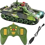 KRUZZEL Technik RC Großer Panzer Ferngesteuert Sound LED-Beleuchtung Modell Spielzeug...