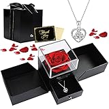 Viosmut Ewige Rosen Handgefertigte Konservierte Rose Schmuck Geschenkbox mit...