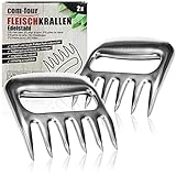 COM-FOUR® 2x Fleischkralle, Premium BBQ-Grillbesteck aus rostfreiem Edelstahl,...