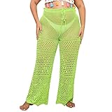 QWUVEDS Pro Damen Hose Womens Sexy Hollow Beach Pants Holiday Pants Fischernetz Hollow...