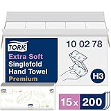 Tork extra weiche Zickzack Papierhandtücher Premium 100278 - H3 Falthandtücher...