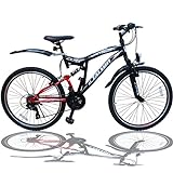 26 Zoll Mountainbike Fahrrad MIT VOLLFEDERUNG & Beleuchtung 21-Gang Shimano OXT...