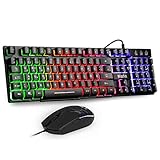 Mafiti Tastatur und Maus Set, Kabelgebundenes --, LED Hintergrundbeleuchtung QWERTZ...