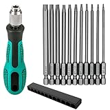 11 Stück Magnetisch Torx Bit Set, 1/4' Torx Schraubendreher Bit Set, mit Griff, T6-T40...