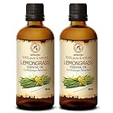 Zitronengras Öl 2x100ml - Cymbopogon Flexuosus - Indien - 100% Natürlich & Rein -...