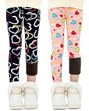 Adorel Mädchen Winter Leggings Gefüttert Warm Bunt Dicke Thermohosen 2er-Pack...