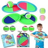 Klettballspiel für Kinder Set mit Geschenkbox, 4 Schläger, 6 Bälle, 1 Netztasche,...