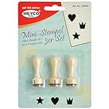 Holzstempel Stern, Herz, Krone -3er Set-